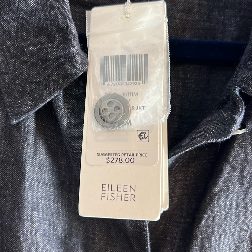 Eileen Fisher denim classic CLR Jacket size M washed organic linen Délavé - Picture 6 of 8